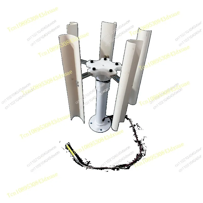 Portable vertical axis five blade wind turbine model three-phase permanent magnet generator with gentle wind start