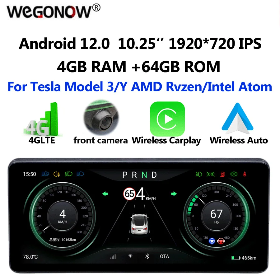 10.26 \'\'android 12.0 4G 64G linux per Tesla Model 3 Y car lcd meter strumento cruscotto touch screen style console display LCD