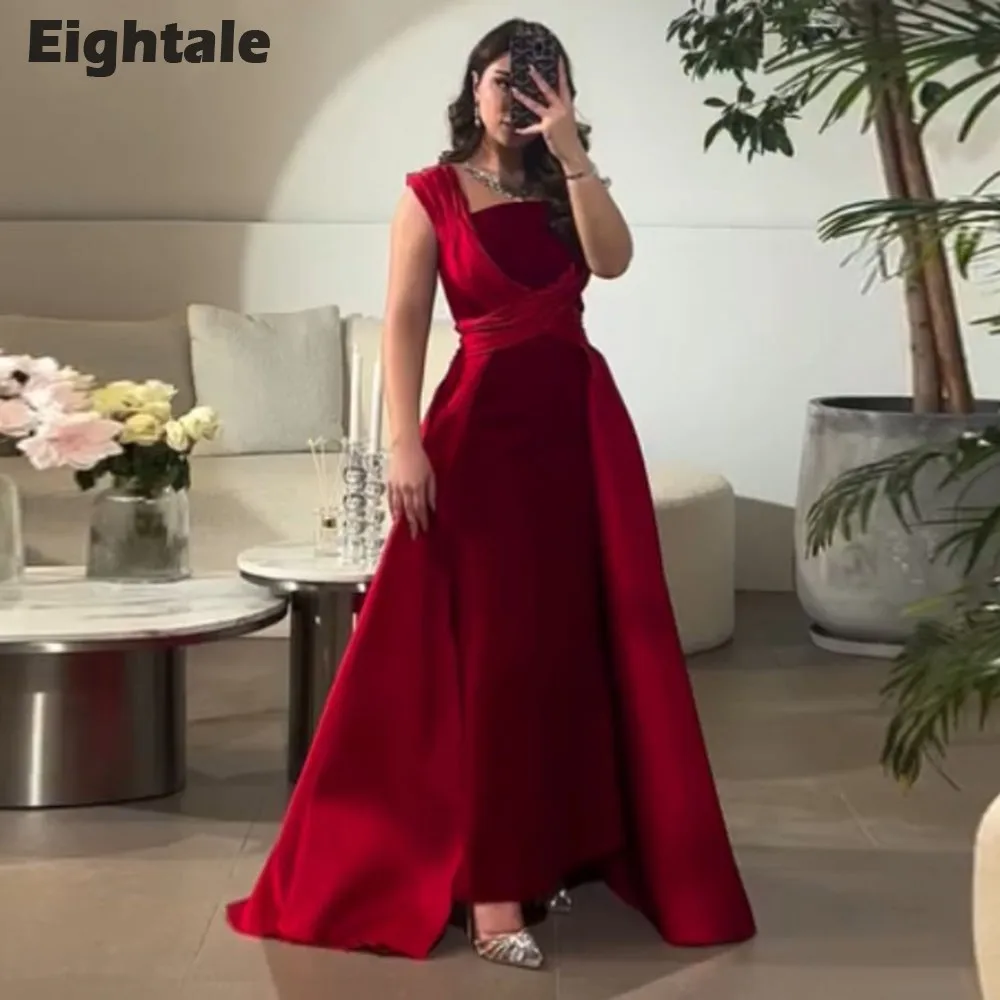 Vestido de noche árabe de Eightale, plisado personalizado, largo hasta el suelo, vestidos de fiesta de boda y graduación de satén