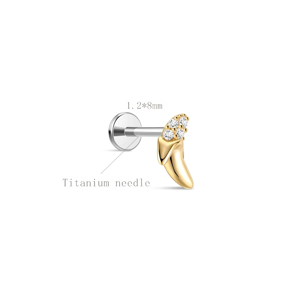 Aide S925 Sterling Silver Piercing Earring Colorful Zircon Fruit & Animal Cartilage Studs for Women Cute Ear Stacking Jewelry