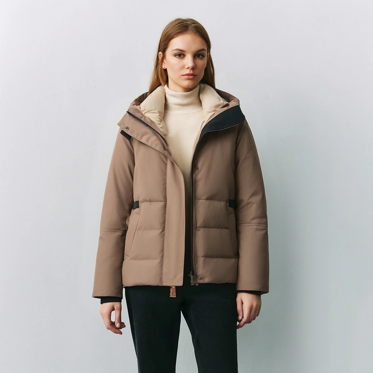 K1973W Mid-length detachable hat 90% white duck down puffer jacket luxury women\'s clothing High quality Winter clothes for women