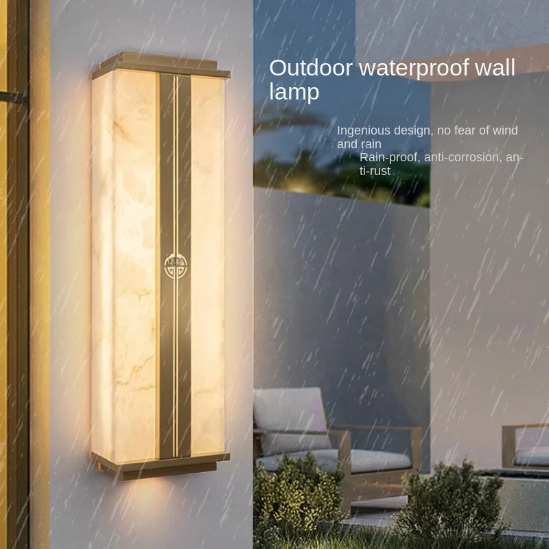 

Outdoor Wall Lamp Waterproof Copper Marble Courtyard Balcony Garden Exterior Wall Lamp