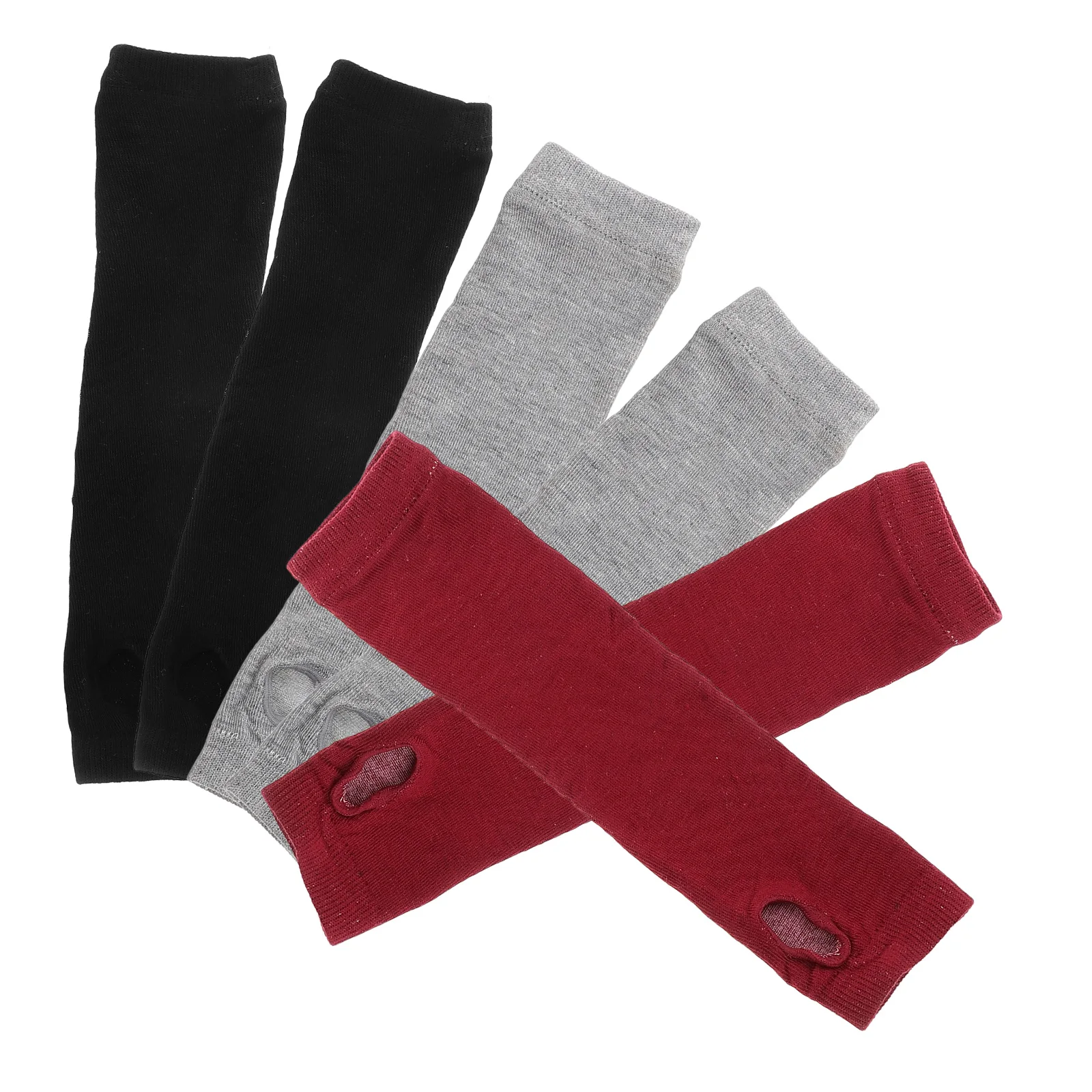

3pcs 3 Pairs Half Finger Gloves Thin Knit Elbow Length Arm Warmers Cotton Women Gloves Long Fingerless UV Protection Stylish