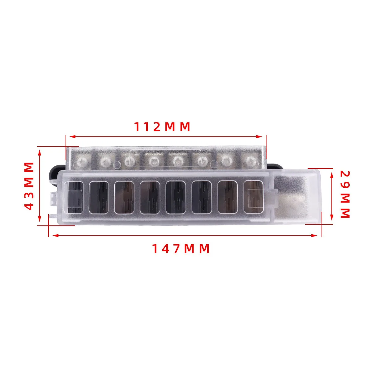 Car Boat Fuse Box Holder With 8 Way Blade Fuse Holder Block & Warning Indicator 12V~24V Power Distribution Panel Board