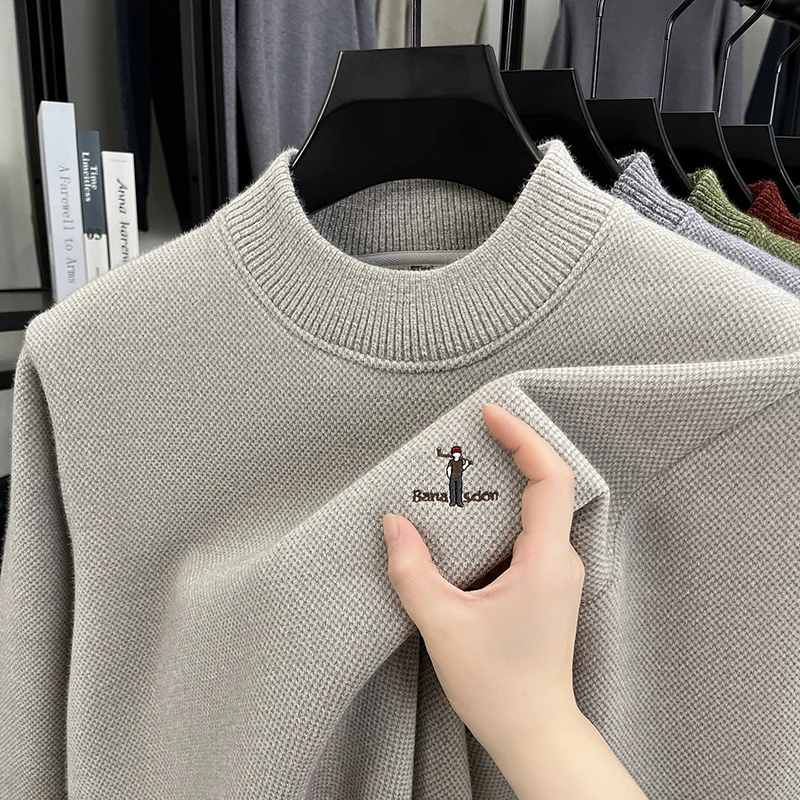 Maglione girocollo caldo in velluto di alta qualità da uomo moda classica marchio da golf ricamo comodo pullover lavorato a maglia casual invernale