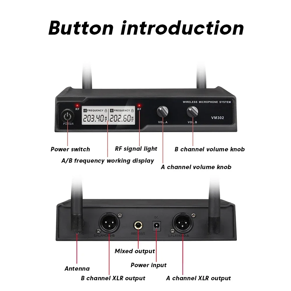 

Wireless Microphone System 2 or 4 Handheld Cordless Mic 80 Meters Distance for Church Speech Family Karaoke