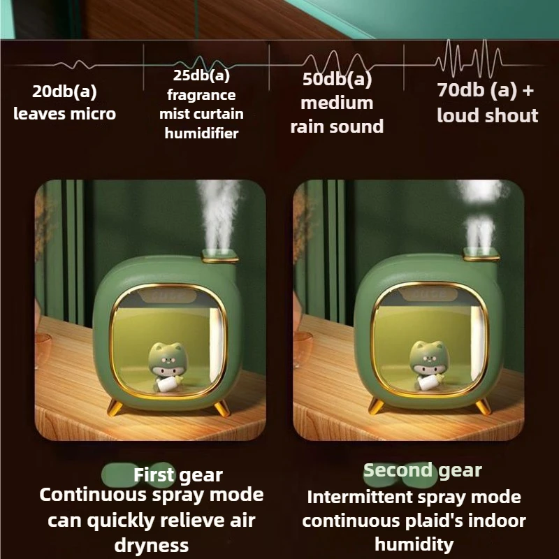 Многофункциональный увлажнитель с подключателем, 500 мл, небольшой объем тумана, бытовой, 2,8 Вт, бесшумный и милый увлажнитель для ароматерапии, двойной спрей