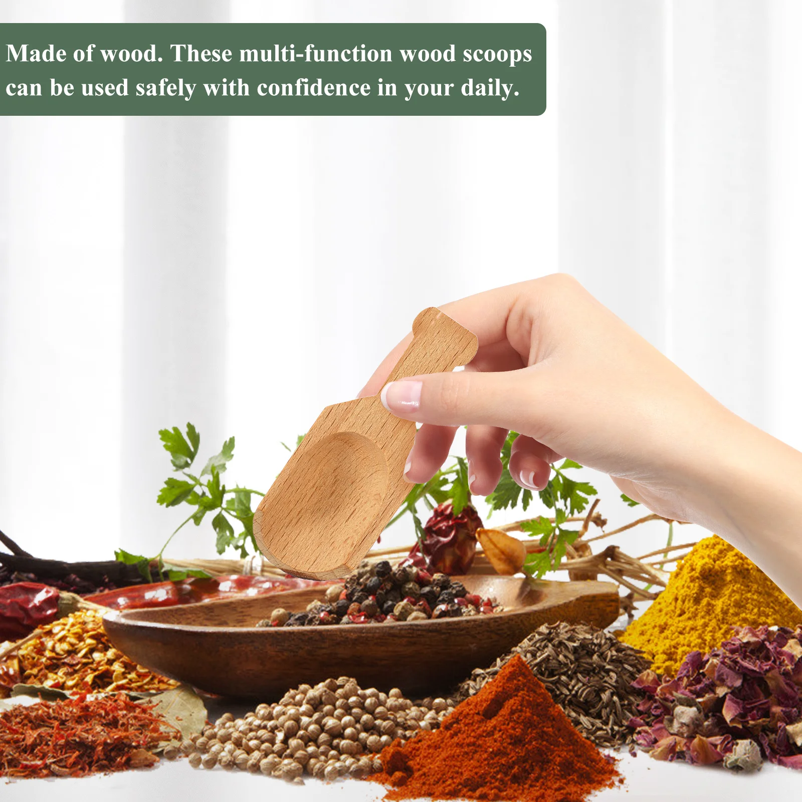 

3Pcs Multi-Function Bath Salt Wooden Scoops Household Tea Spoons Compact Ergonomic Tea Accessory Reusable Flour Coffee Grain