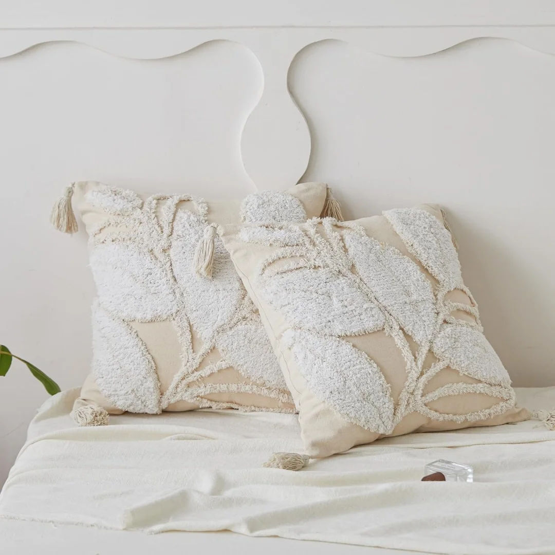 

Embroidered Floral Pillow Case Decor Home Light Luxury Sweet Pillow Cushion Cover Throw Square Funda Cogines De 45x45