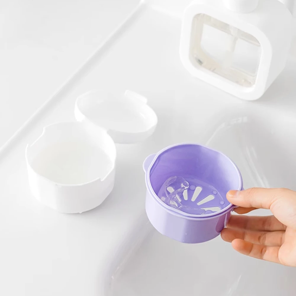 Prothese Bad Boxs Zahn Schutz Mit Filter Korb Einweichen Kieferorthopädische Zahnspangen Reinigung Prothese Box Dental Mundpflege Lagerung Box