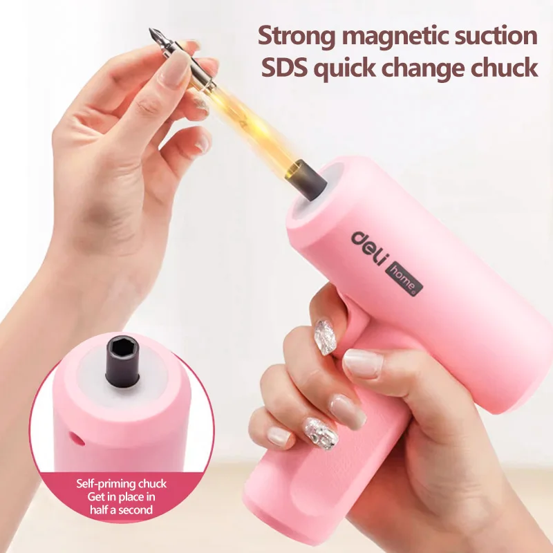 Conjunto de chave de fenda elétrica rosa 3.6v, chaves de fenda elétricas sem fio inteligentes, recarregável por usb, broca manual, ferramentas de reparo doméstico