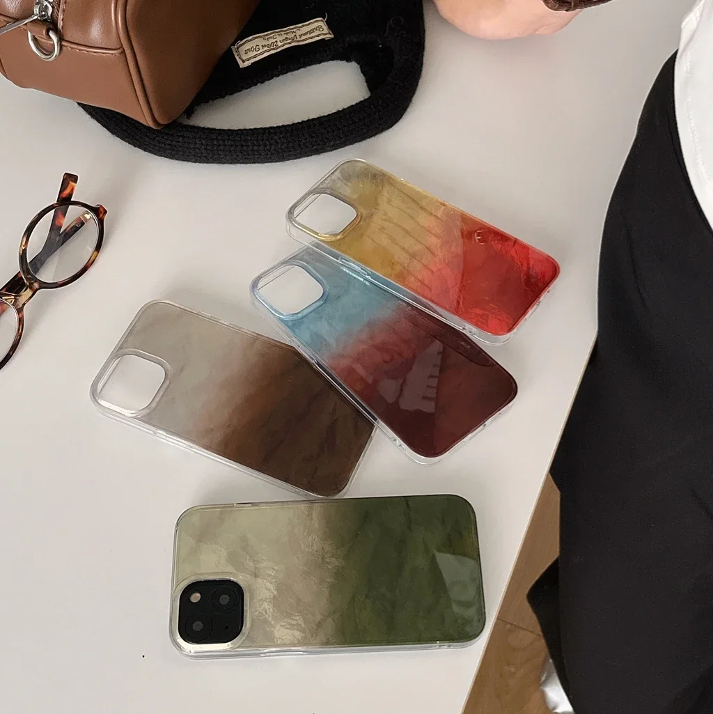 Art Glossy Multicolour Phone Case For iPhone 16 15 14 13 12 11 Mini Pro Max X XR XSMax 8 Plus SE2020 Glacier Pattern Soft Cover