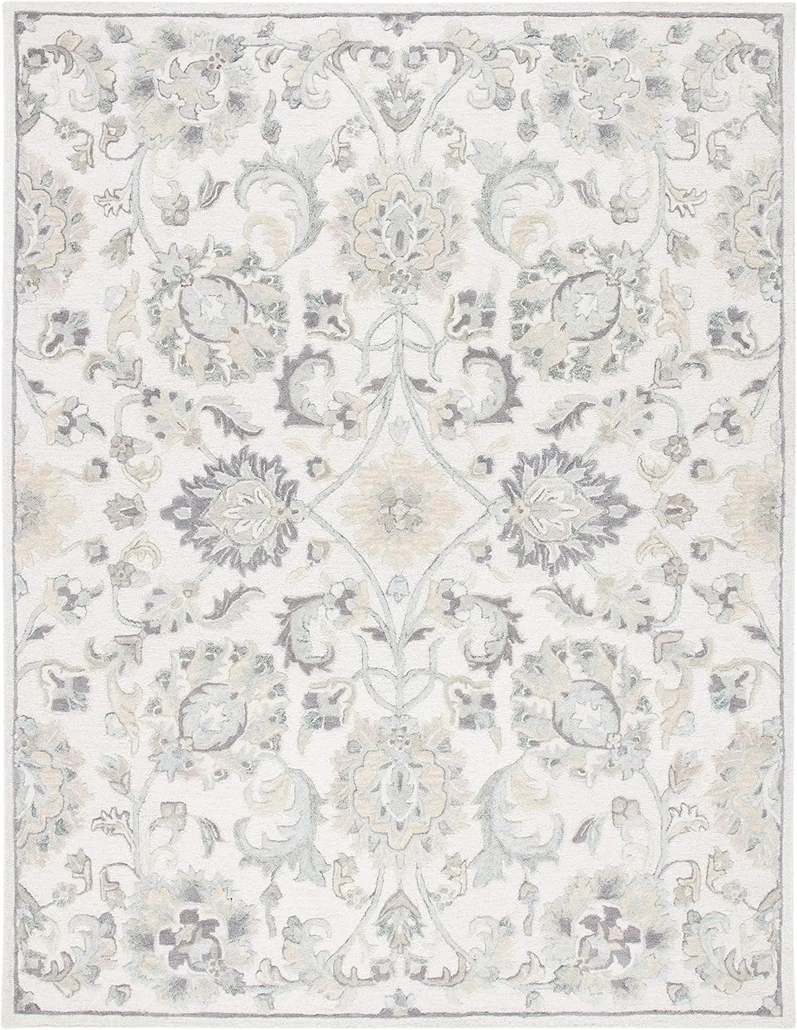 Safavieh Glamour Collection Area Rug - 8' X 10', Ivory & Grey, Handmade Wool, Ideal For High Traffic Areas In Living Room,