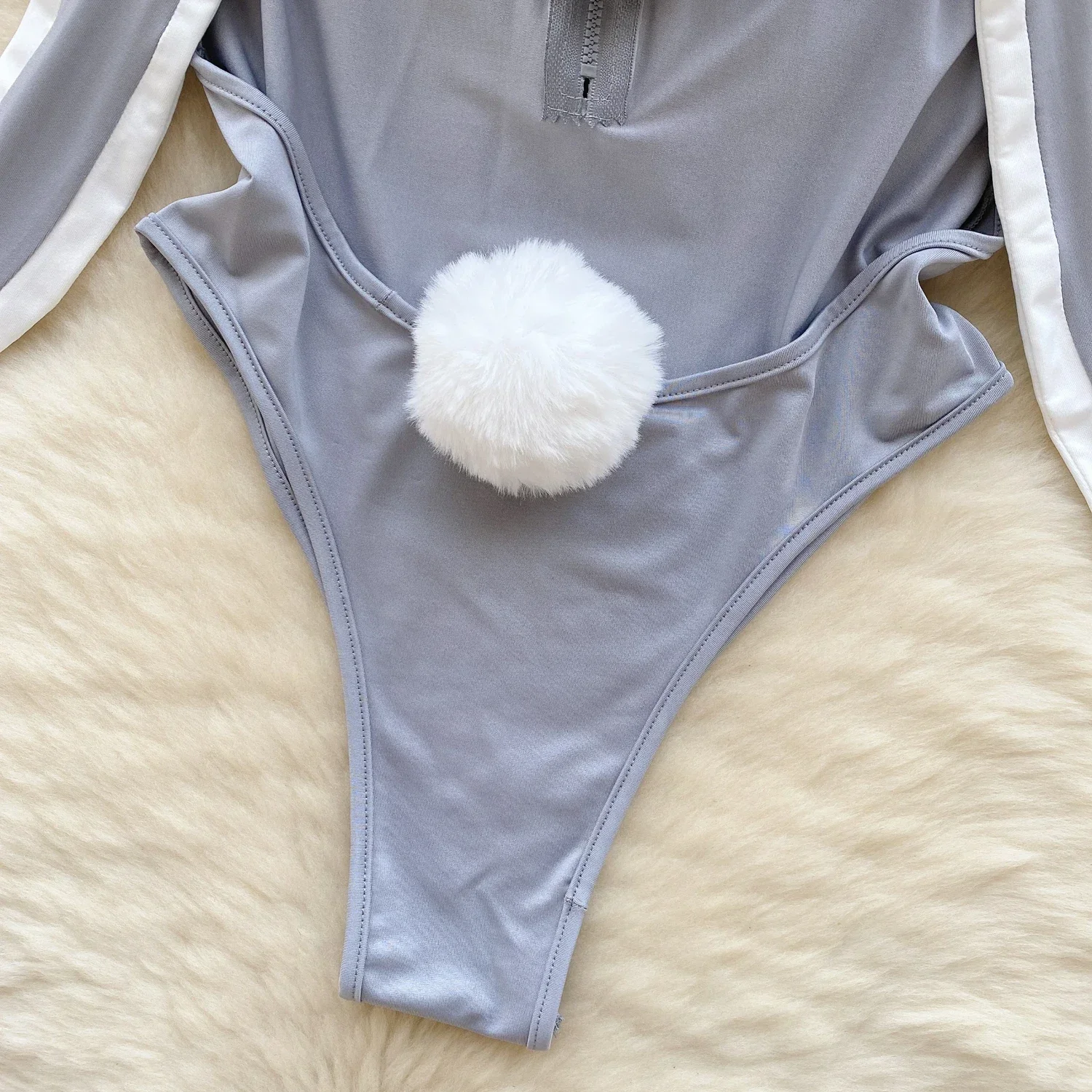 Nuove donne sexy tute erotiche coniglietto moda solido combinazione di un pezzo tutina indumenti da notte collant tute con cerniera senza schienale