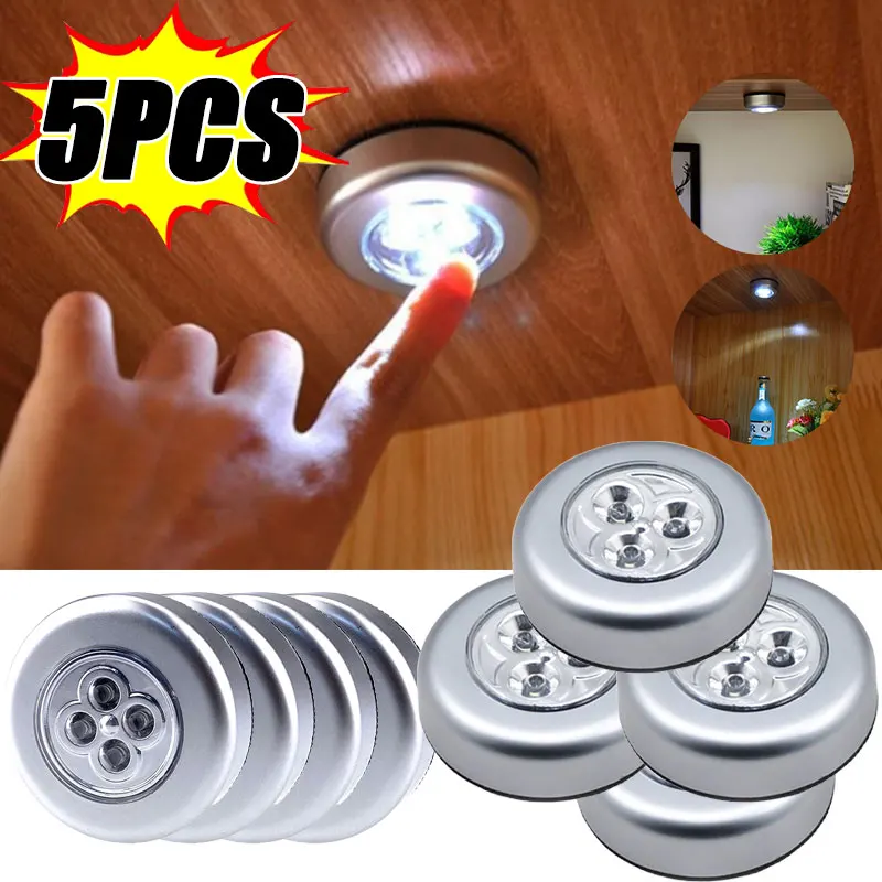

1/5Pcs/lot Bedroom Wardrobe Lighting Touch Control Night Light Wireless LED Cabinet Lights Battery Powered Closet Light