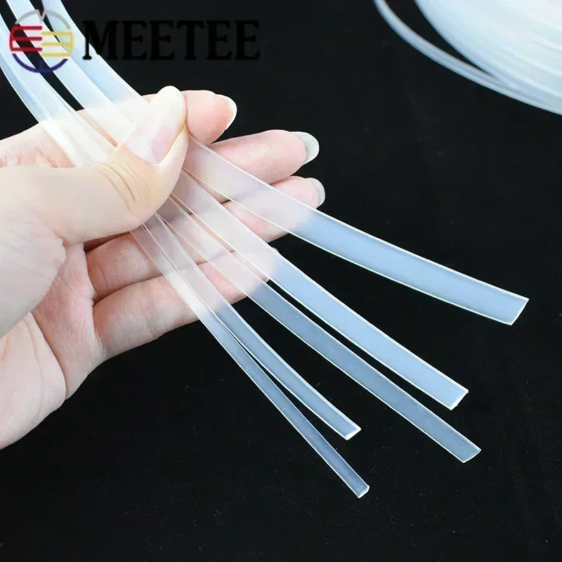 10Meters Meetee 4-12mm Clear Plastic Corset Ribbon Webbing Boning Bra Side Tape Wedding Dress Support Sewing Cloth DIY Accessory