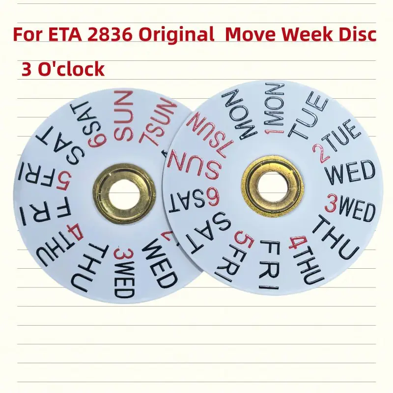 Watch Parts ETA2836 Movement White Red Black Number Original Date Day Calendar Disc Dial 3 O'clock Wheel Week Disc