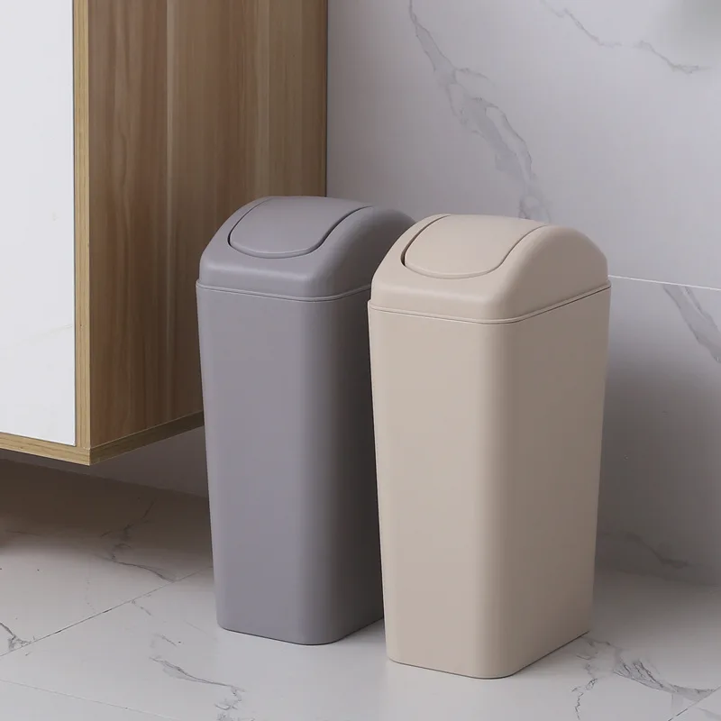 

1pc Swing Lid Slim Trash Bin, Tall Narrow Space-Saving Wastebasket for Bathroom Living Room Bedroom, Gap-Fit Design
