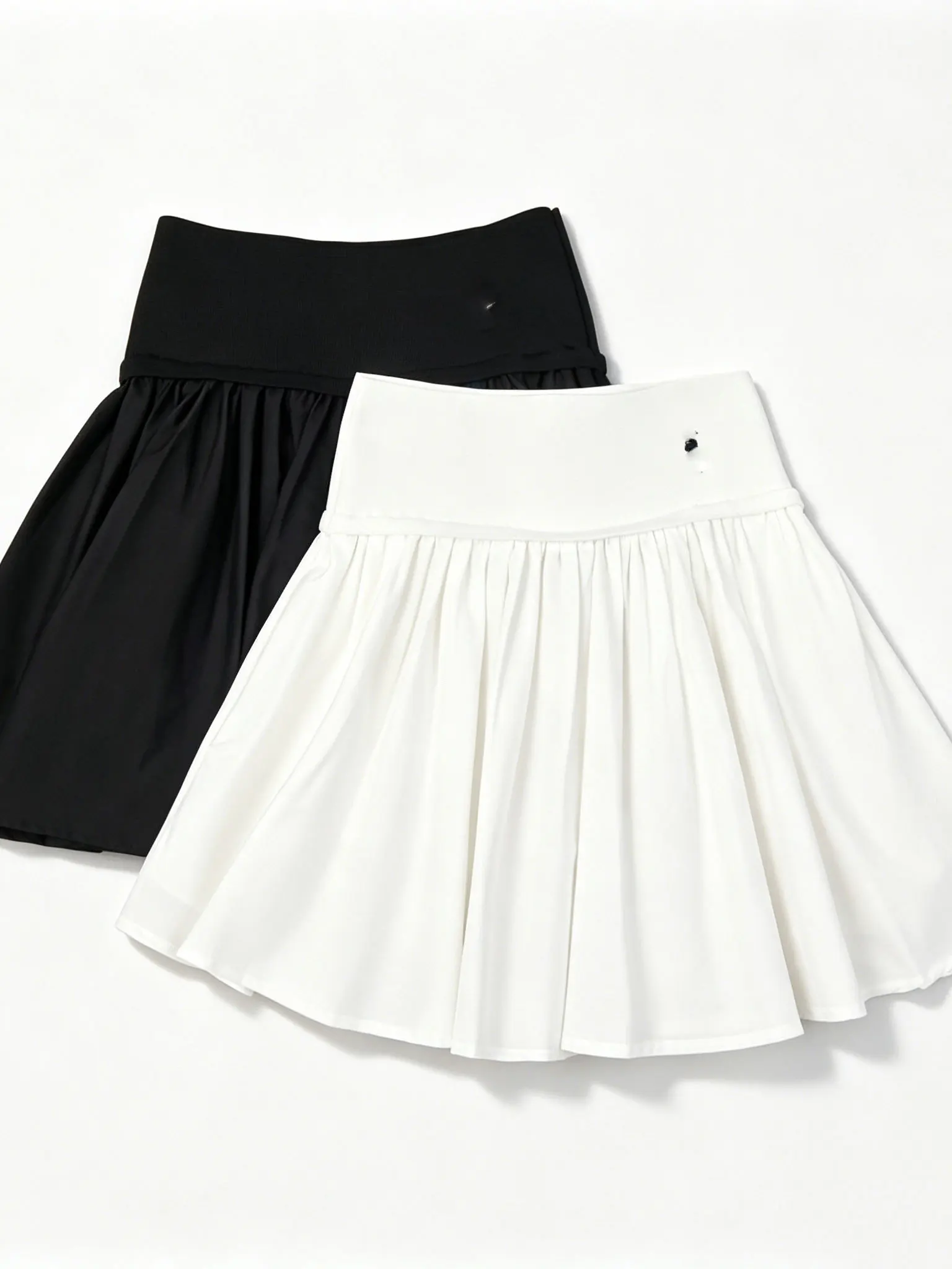 Casual Cotton Embroidered A-Line  Skirt Women's Loose Elastic Waist Black White Versatile Half-length Skirt Summer New