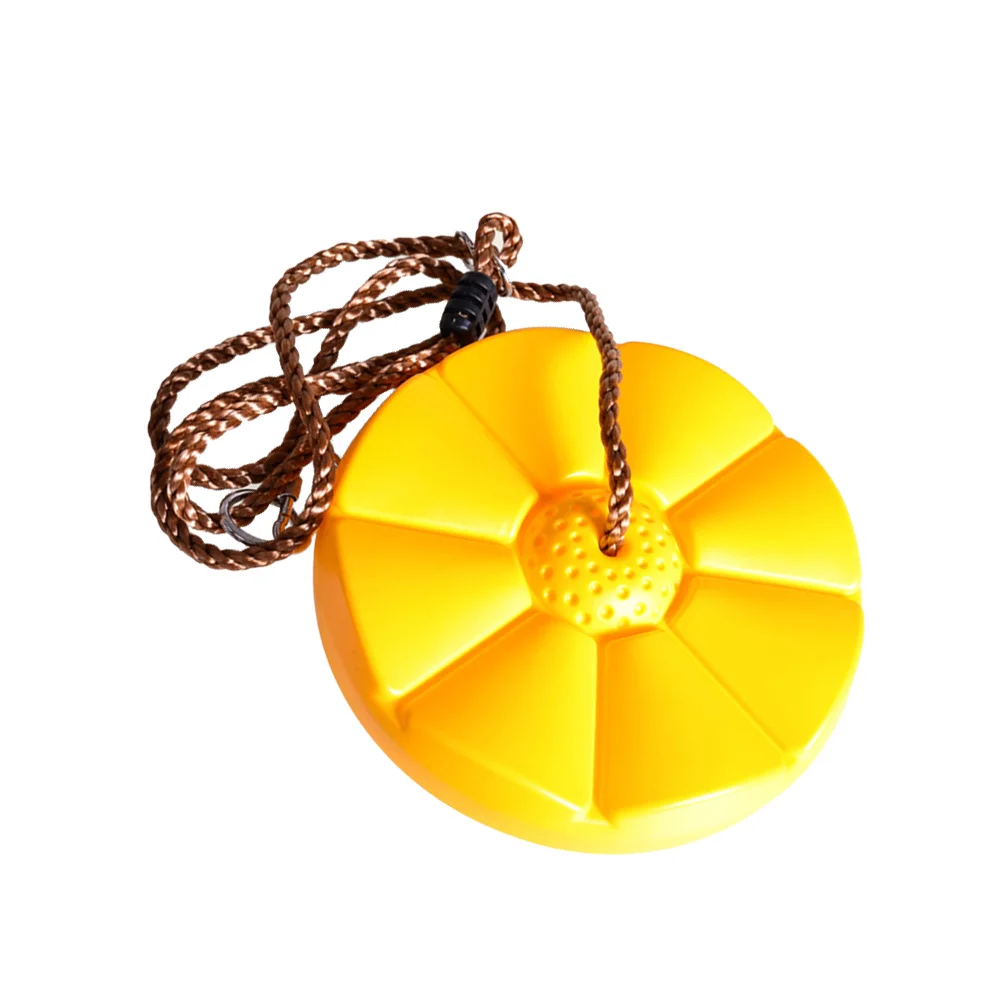 

Bright Color Round Disc Swing Seat Children Non-slip Disk Swing with Rope Kids Climbing Swing Toy (Yellow)