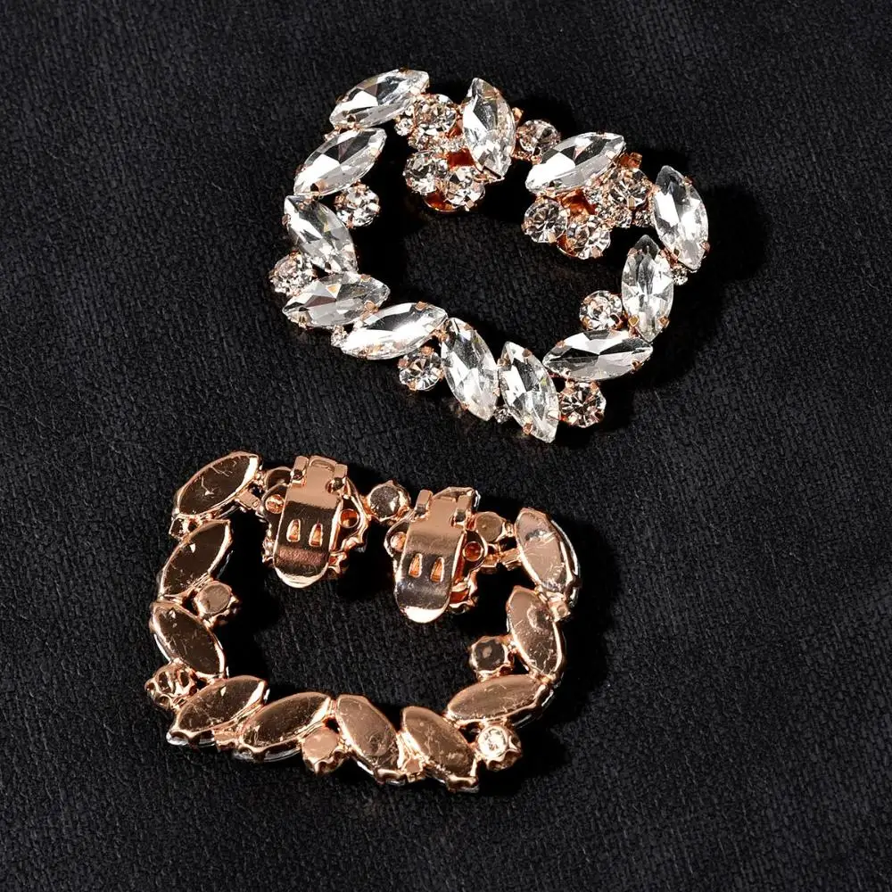 1PC Women Bride High Heel Shoe Decorations Clip Square Clamp Shiny Clips Charm Buckle