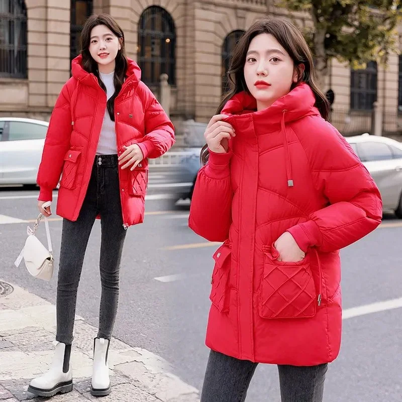 2023 New Winter Jacket Women Parkas Hooded Female Thicken Warm Jacket Cotton Padded Parka Loose Snow Coat Waterproof Outwear