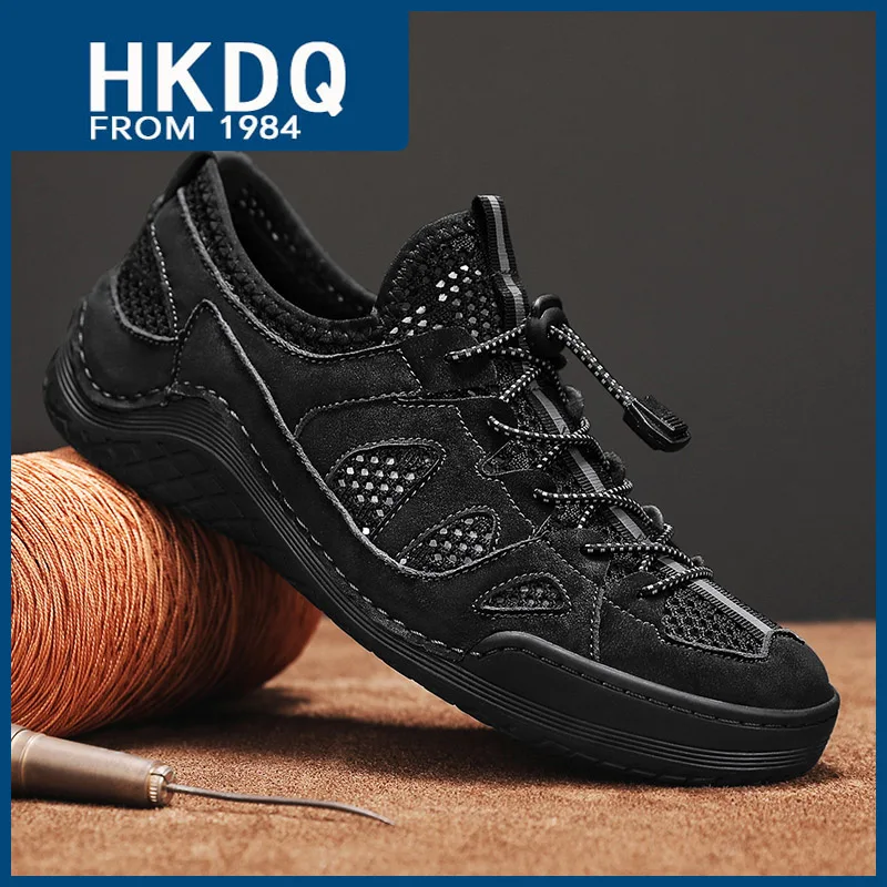 

HKDQ Summer Mesh Casual Sneakers Men Fashion Black Elastic Urban Man Sneakers High Quality Platform Outdoor Men's Sports Shoes