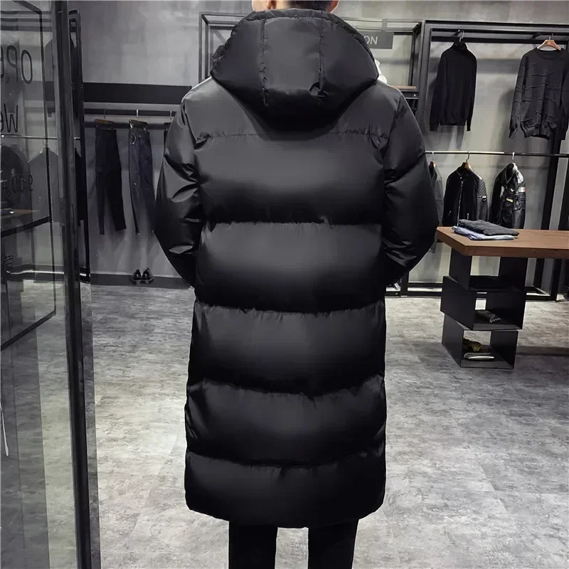 Men Hooded Parka Long Coat 2024 Winter Warm Thickening Solid Casual Down Jacket Fashion Stand Collar Puffer Jacket Men Clothing