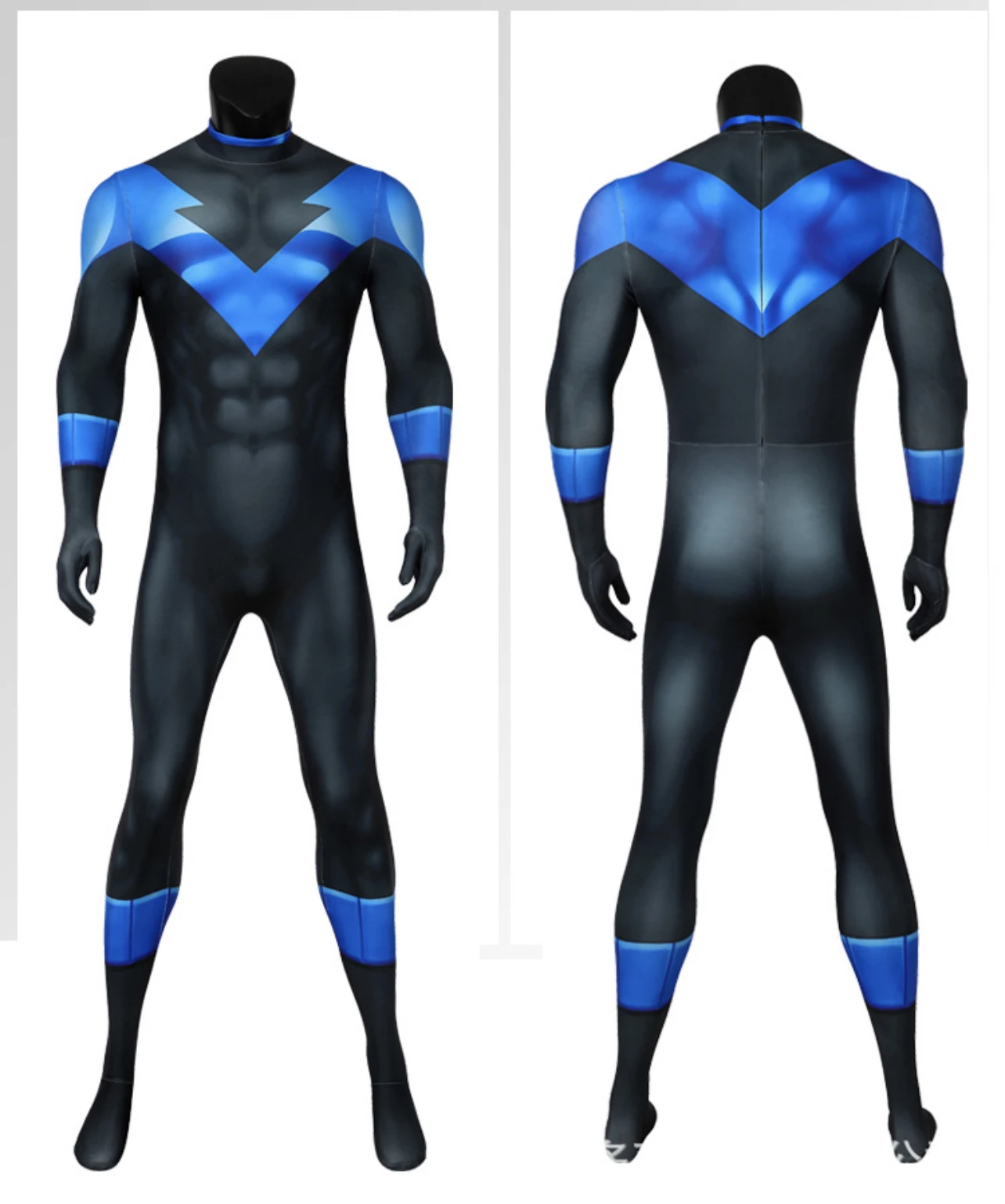 In Stock Haloween Night Cosplay Wing Dick Cosplay Costumes Jumpsuit with Eye Mask Superhero Zentai Suit