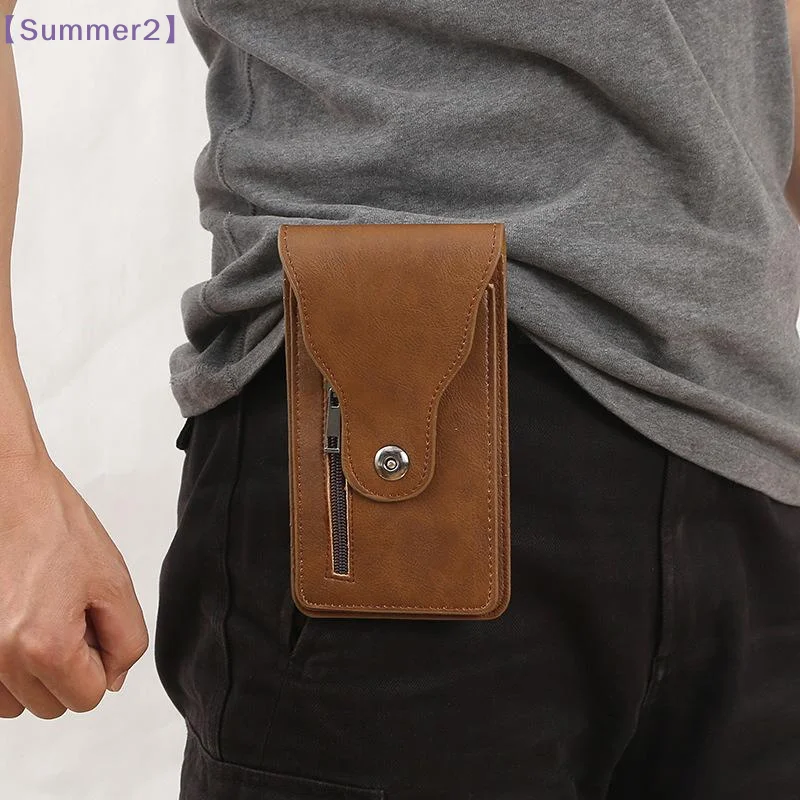 【Xia2】PU Leather Men Waist Pack Portable Mobile Phone Bag Hasp Waist Wallet With Belt Clip For Working Running{S}