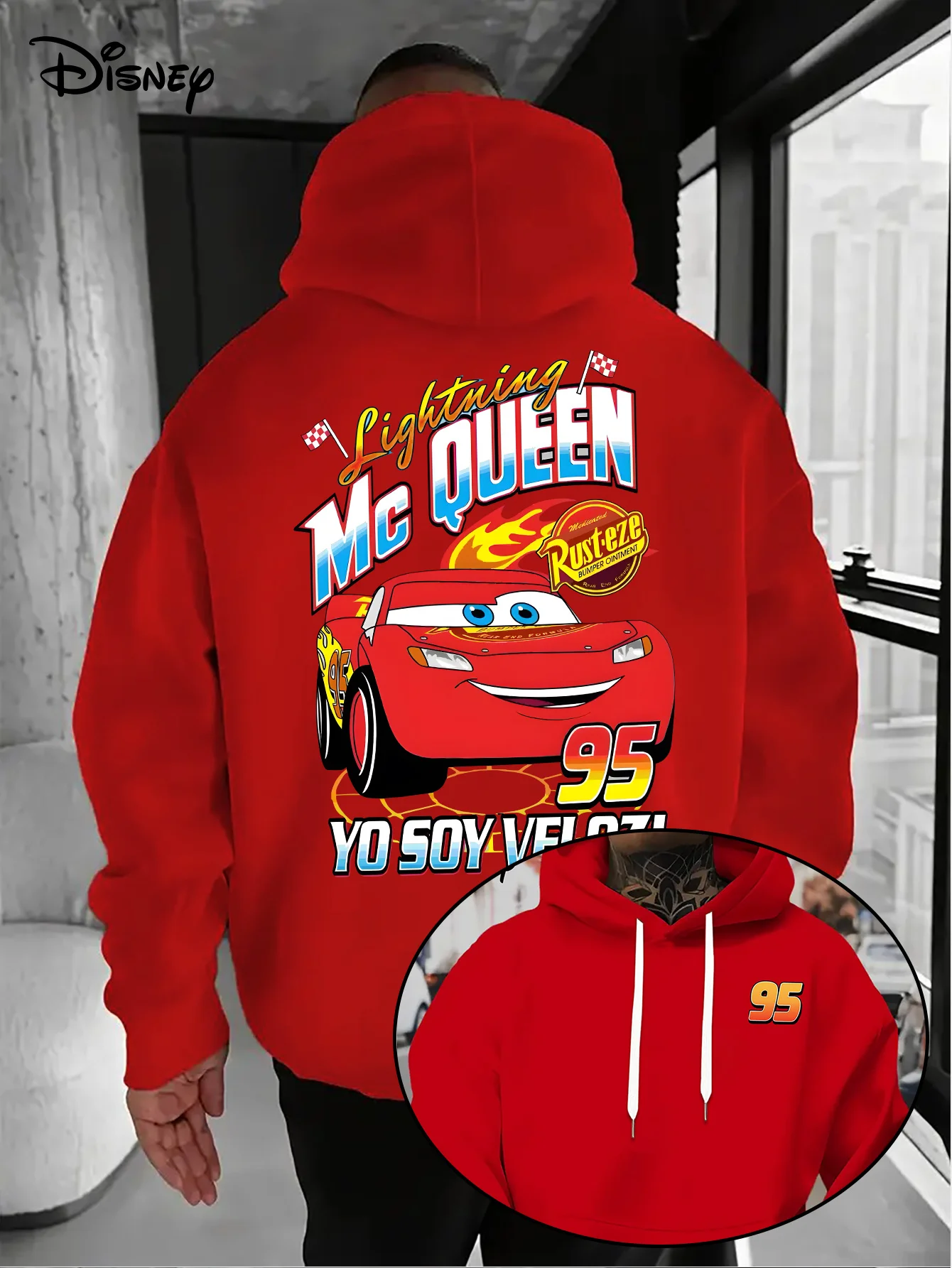 

Мужские толстовки с капюшоном Disney Cars Lightning McQueen, женский свитшот, пуловер унисекс, осенне-зимняя флисовая куртка с капюшоном, пальто большого размера