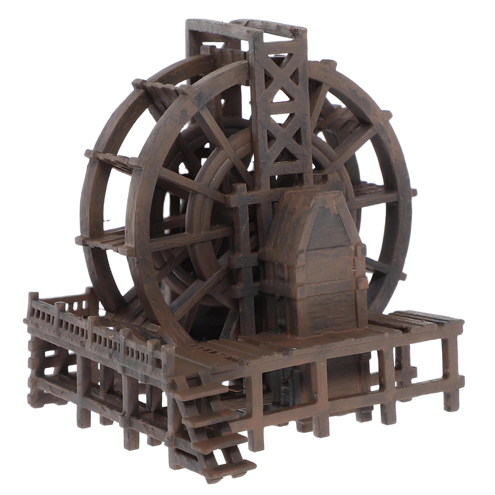 Miniature Water Wheel Ornament Mini Zen Garden Waterfall Landscape Mill Model Scene Prop for Fish Tank Landscaping Aquariums