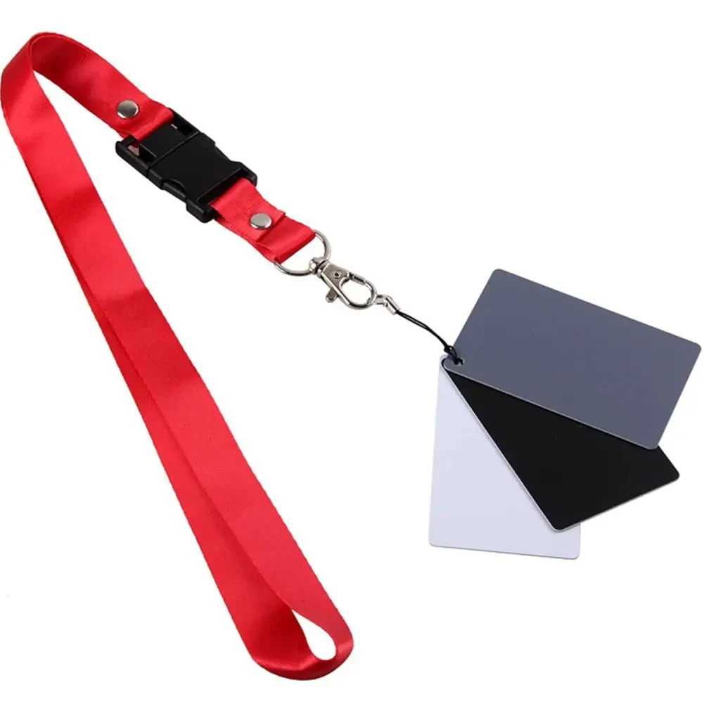 3 In 1 White Black Grey Balance Cards 18-degree Small Gray Card With Neck Strap Photography Accessories Color Calibration Cards