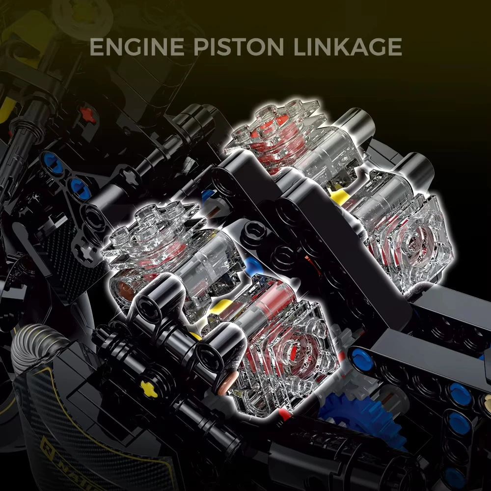 BaooMA – blocs de construction rétro, échelle technique, moteur de moto, LINKAGE PISTON, jouets de motocycliste pour enfants garçons, cadeaux d'anniversaire, 1/8
