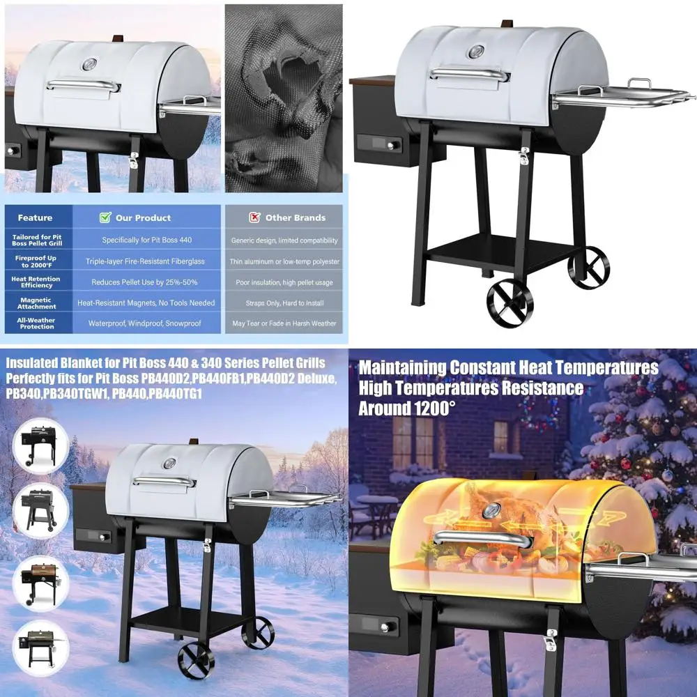 

Thermal Insulation Cover for Pit Boss PB440D2 & Mahogany 440FB1 Wood Pellet Grills, Ideal for Winter Cooking
