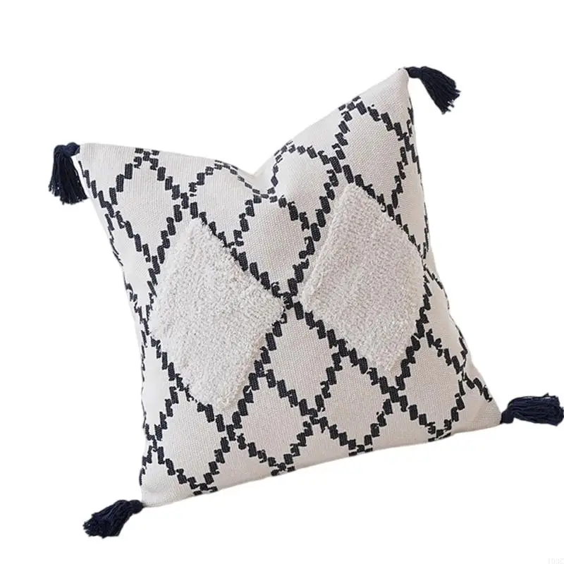 

Cozys Soft Cotton Pillow Cover Vintage Wovens Pattern Breathable Fabric Decorative Accent For Living Room Office Use 193C