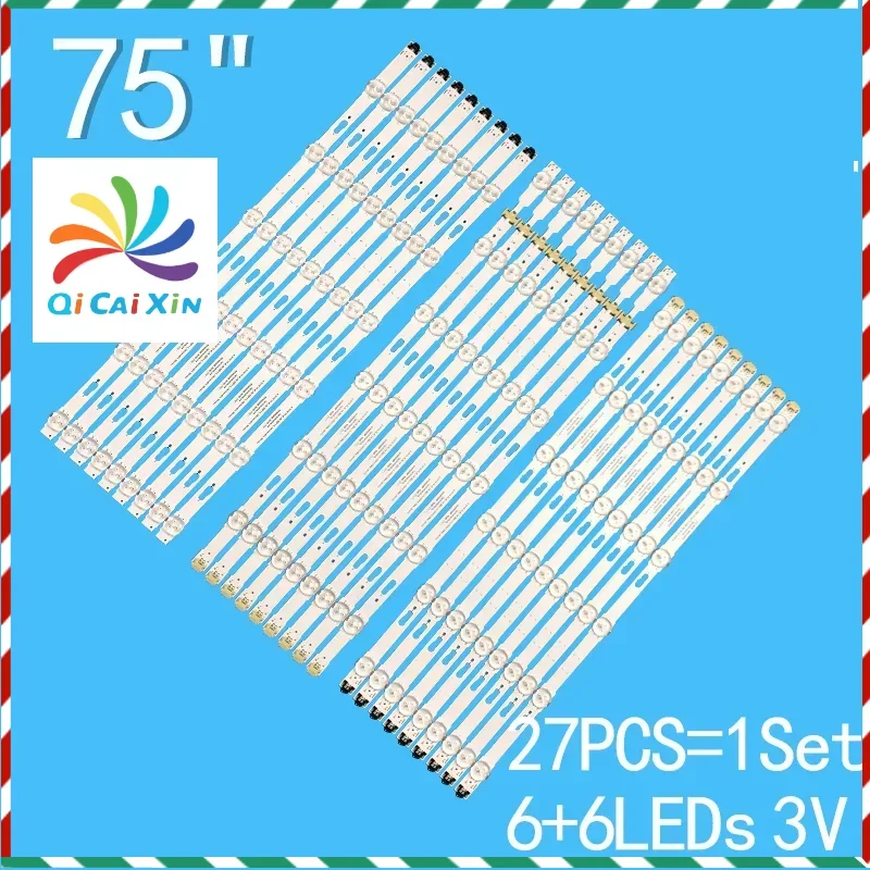 

27PCS LED Backlight Strip For Samsung TV 75inch V5DU-750DCA-R1 UA75JU6400JXXZ,UN75MU6300 UN75JU6500 UN75MU6070FXZA Un75mu6100