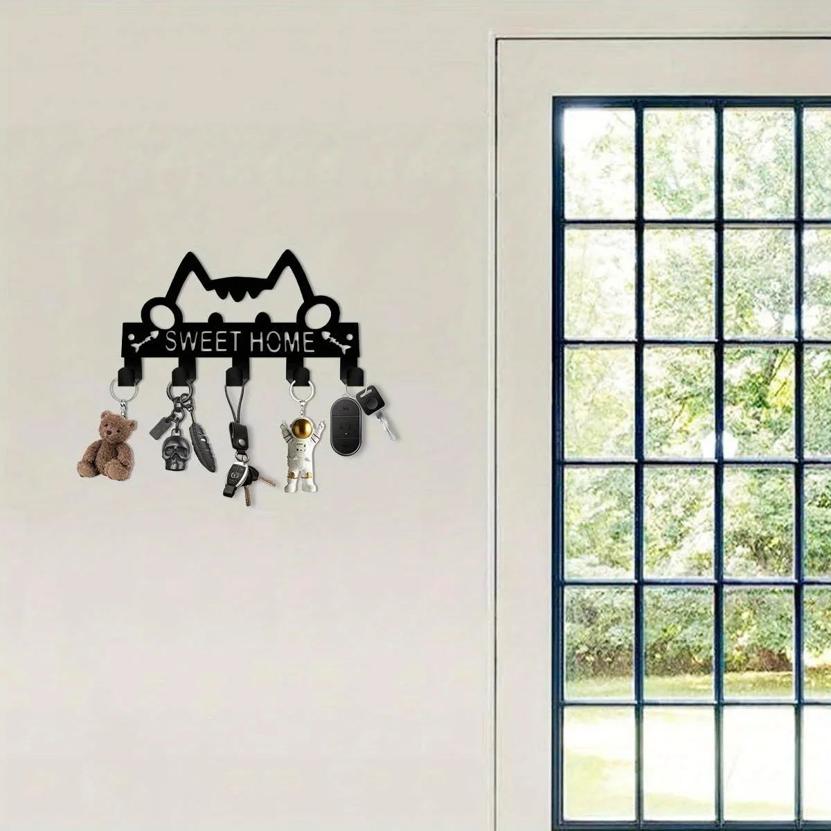 CIFBUY Cat Design Wall Mount Iron Hook Rack, Metal Key Holder for Entryway Kitchen Bathroom Office Porch Home Decor Gift