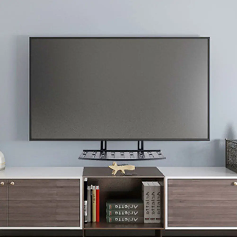 Wall Mount TV Screen Tops Holder Floating Shelf for Router Set-Top Box Remote Controller Speakers Mobile Phone Organizer