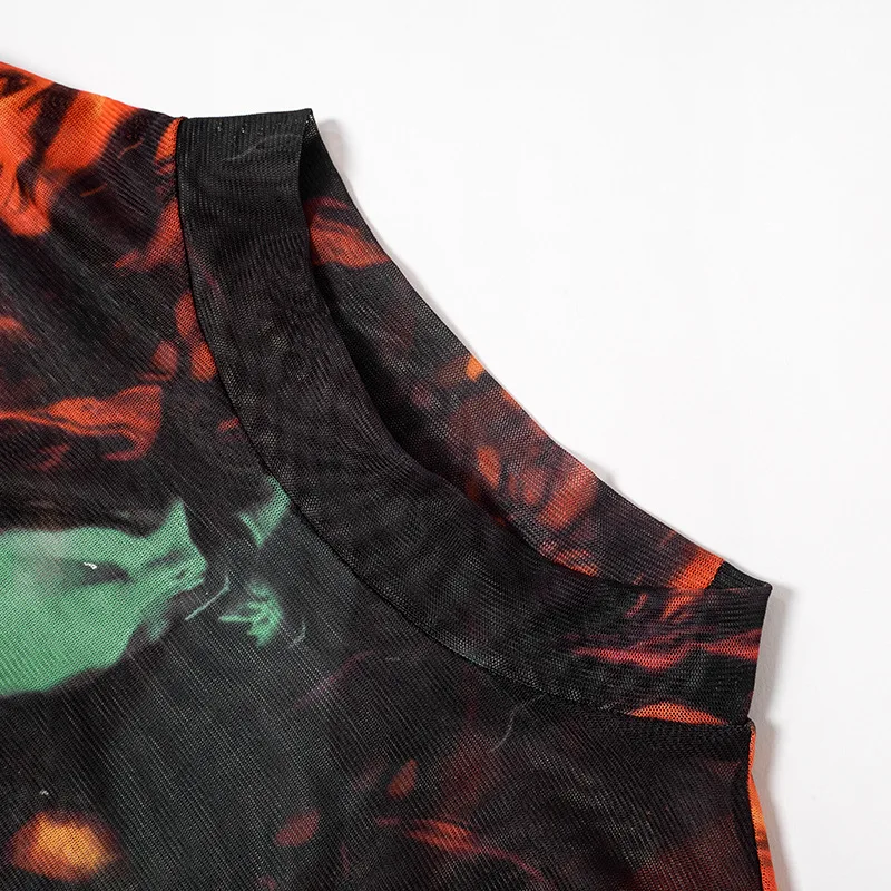 Body Sexy Tie Dye, lencería, corsé de manga larga, Top para mujer, traje Rave de una pieza, lencería ceñida femenina, corpiño transparente