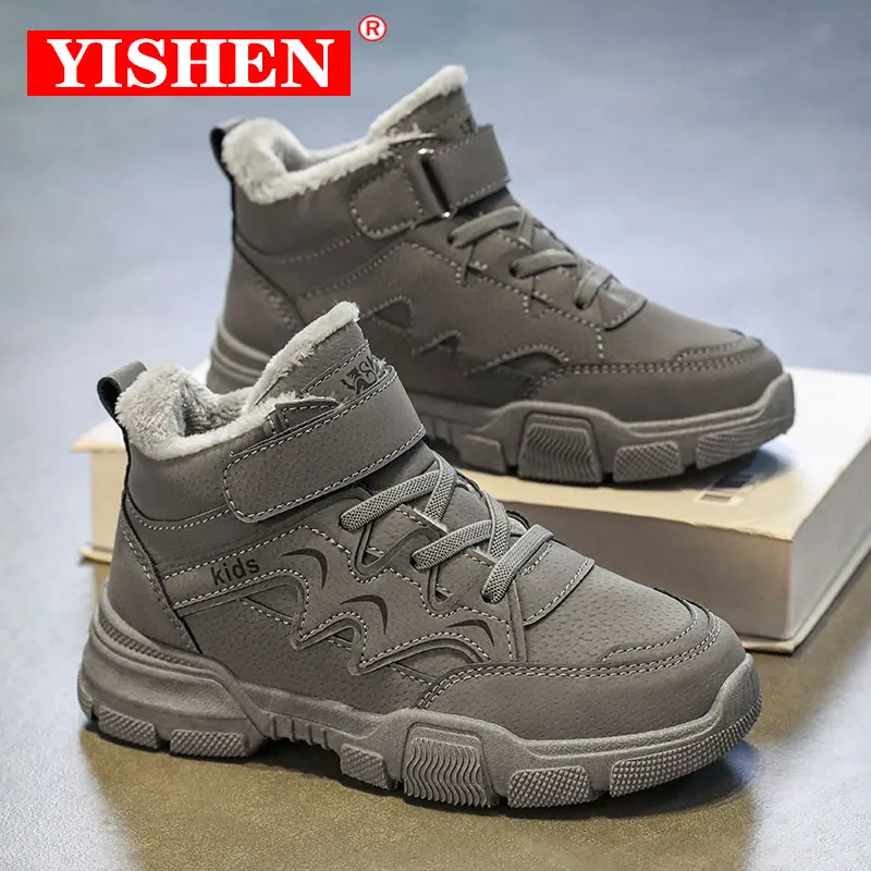 

YISHEN Children Shoes High Top Winter Warm Cotton Shoes Velvet Boots For Girls Boys Snow Boots Chaussures Pour Enfants