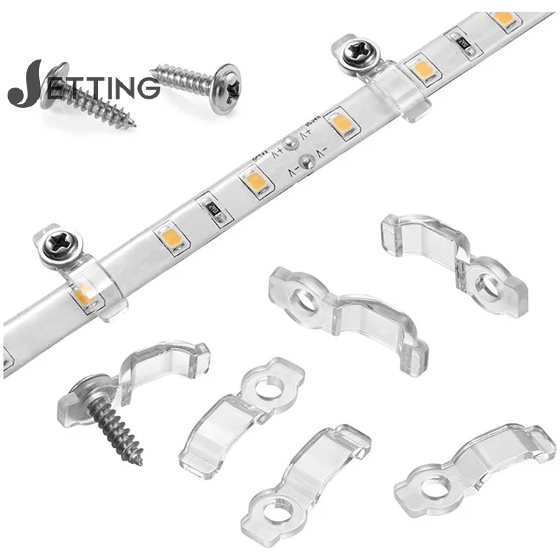 50Pcs Mounting Brackets Clip Side Fixing Clips With Screws 10MM For 5730/5050/2835/3014 SMD LED Waterproof Strip Light