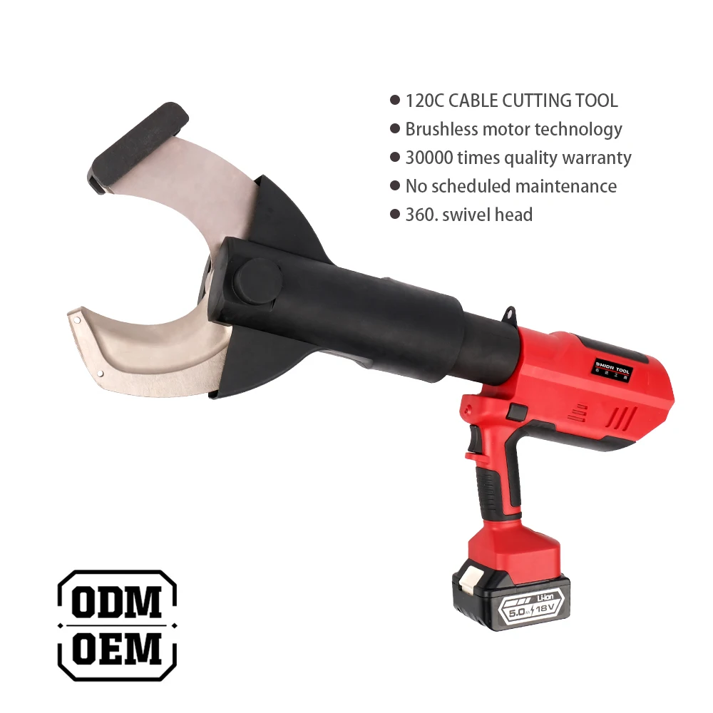 Portable Rechargeable 120c Hydraulic Cable Cutter  Handheld Type Continuous 110mm Cu/Al Cutting Battery