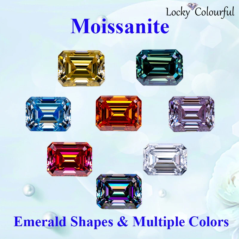 

Moissanite A Group Style Emerald Shape Multiple Colors VVS1 DIY Charms Beads for Jewelry Necklace Making with GRA Certificate