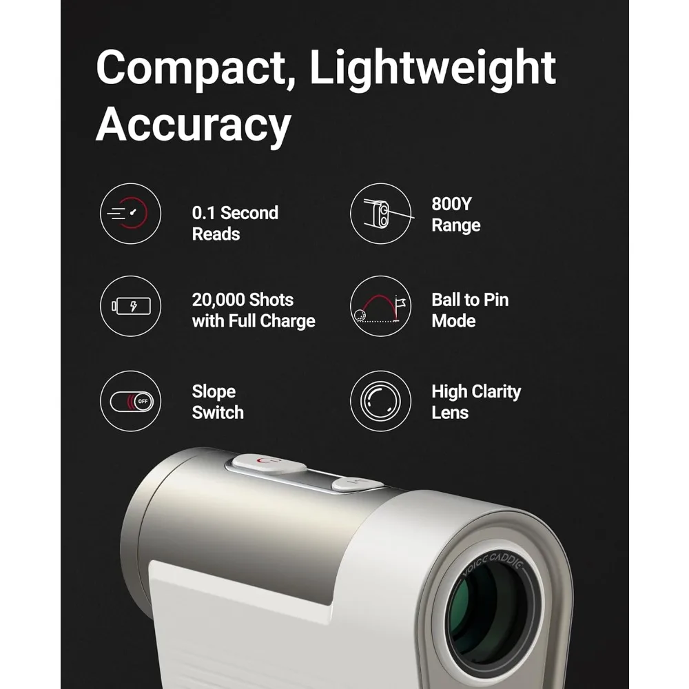 Compact Golf Rangefinder, Slope Integration With Tournament Mode, Ball To Pin Targeting
