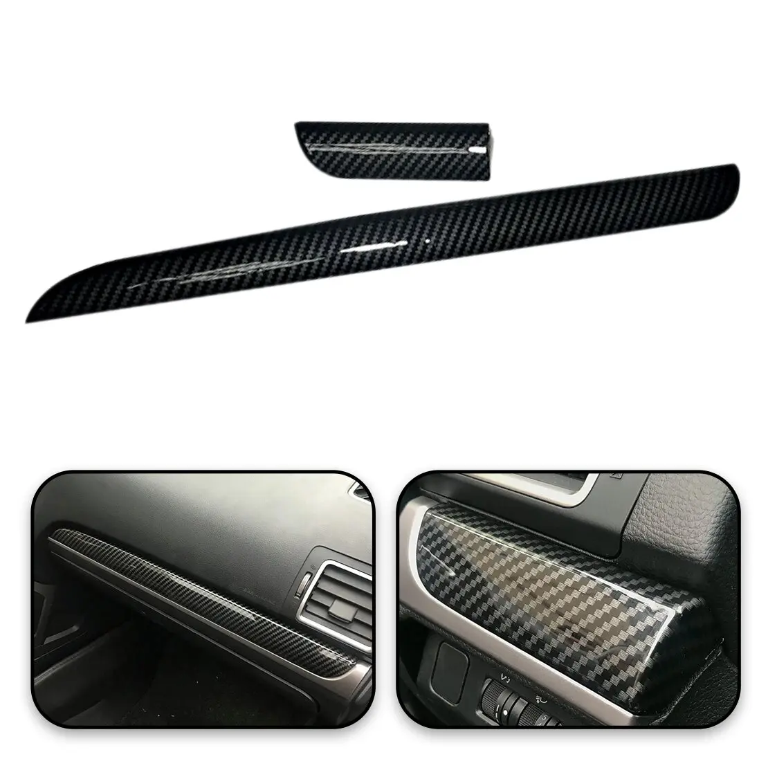 Dashboard Strip Panel Trim Cover Fit For Subaru Forester 2013-2015  Glossy Carbon Fiber Black Style ABS