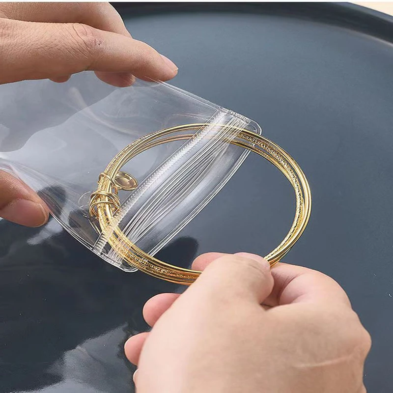 Transparent PVC zipper bag, thickened by 26 lines, used to store jewelry, decorations, pendants and gift self sealing bags