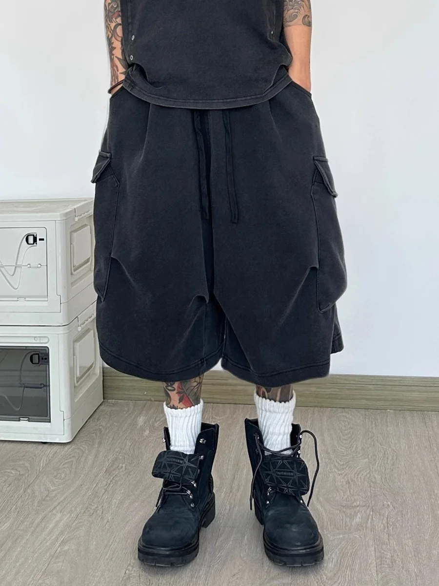 

Мужские летние спортивные штаны в стиле ретро в стиле хип-хоп на семь футов, модные свободные повседневные брюки больших размеров с широкими штанинами