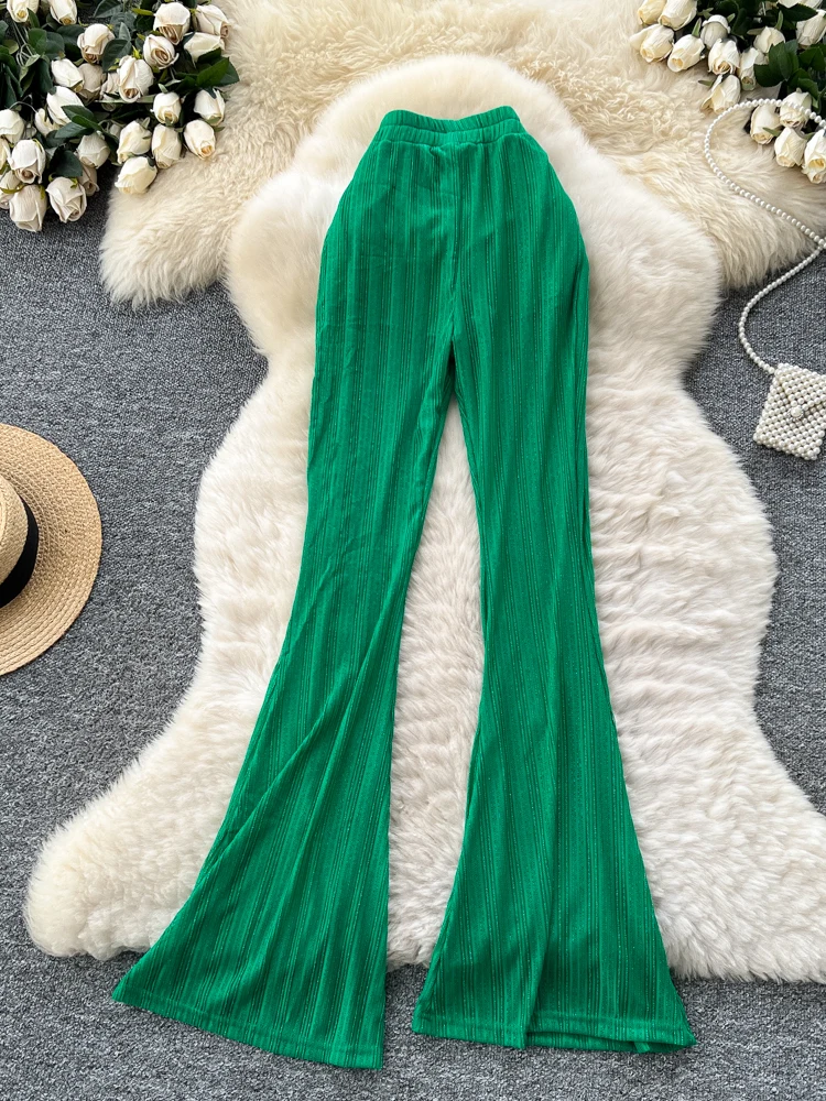 Pantalones de Yoga de cintura alta iny Tead para mujer, pantalones informales ajustados, piernas micro acampanadas, ropa informal de puro deseo, fibra de poliéster