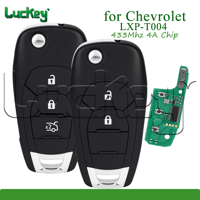 Llave Remota para Auto LXP-T004 para Chevrolet Cruze, Trax, Trailblazer, Onix RS, Spark, Colorado, Sonic, Tracker, Llave Plegable con Chip 4A de 433MHz